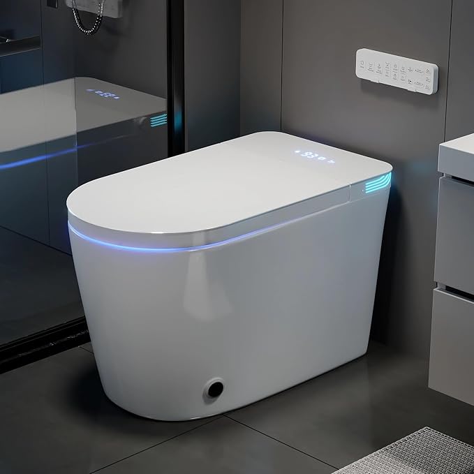 TOTTE Smart Toilet with Bidet Built-in, Auto Open/Close Lid, Auto Power 1000g MaP Flush, 1.28 GPF, One Piece Elongated Toilet with Instant Warm Water & Warm Air Dryer, Built-in Aroma