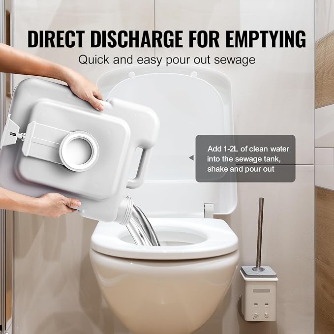 VEVOR Portable Toilet for Camping, RV Toilet with Carry Bag, 5.3 Gal Waste Tank & 3.2 Gal Flush Tank, Push-Button Pressurized Flush Commode, Leak-proof and Odourless Travel Toilet for Camping Car