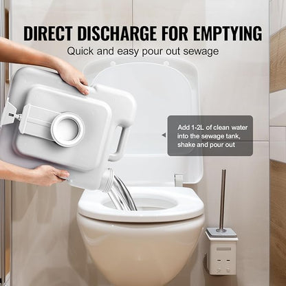 VEVOR Portable Toilet for Camping, RV Toilet with Carry Bag, 5.3 Gal Waste Tank & 3.2 Gal Flush Tank, Push-Button Pressurized Flush Commode, Leak-proof and Odourless Travel Toilet for Camping Car