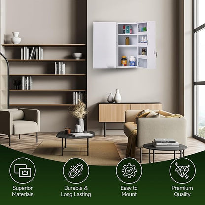 Large Locking Medicine Cabinet Wall Mounted - Metal Medical Cabinet with 11 Shelves - Medicine Cabinet with Lock and Keys for Safe Medication Storage