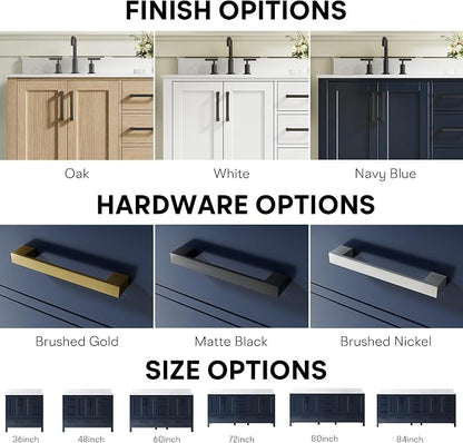 72-Inch Bathroom Vanity with Sink, 4 Soft-Close Doors and 6 Soft-Close Drawers, Bathroom Freestanding Vanity with Cultured Marble Countertop, Navy Blue Vanity with Matte Black Handles