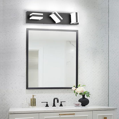 SOLFART Bathroom Light, 5 Color Temperature LED Bathroom Vanity Fixtures, Black 3 Lights Vanity Light Over Mirror Modern LED Light Adjustable Color 5CCT