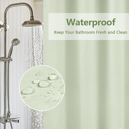 Seenus Waterproof Fabric Shower Curtain Liner with 3 Weighted Magnets, 72 x 84 inch Extra Long Green Cloth Shower Liner Machine Washable, Hotel Quality Lightweight Tall Shower Curtain for Bathroom