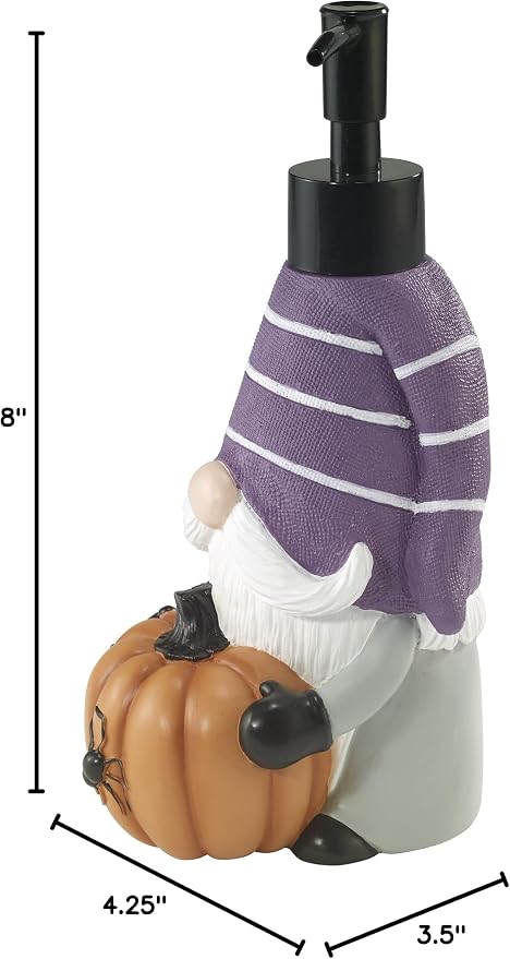 Avanti Linens - Soap Dispenser/Lotion Pump, Guest Bathroom Essentials, Gnome with Purple Hat Home Decor (Halloween Collection)
