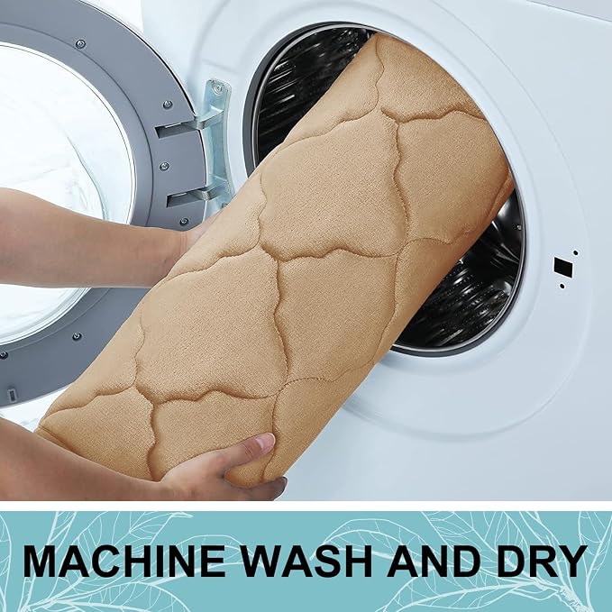 OLANLY Memory Foam Bath Mat Rug 44x24, Ultra Soft and Absorbent Bathroom Rugs, Non-Slip, Comfortable, Machine Washable Bath Carpet for Bathroom Floor, Tub Shower and Home Decor Accessories, Dark Beige