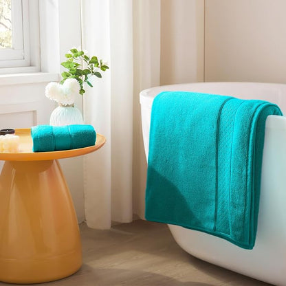 COZYART Bath Towel Set 6 PCS, Turquoise 100% Turkish Cotton 650GSM Soft | Absorbent Quick Dry, OEKO‑Tex 100 Cert. Zero Twist Ring Spun Cotton, Plush Fluffy, Breathable Hotel Quality Bathroom Towels