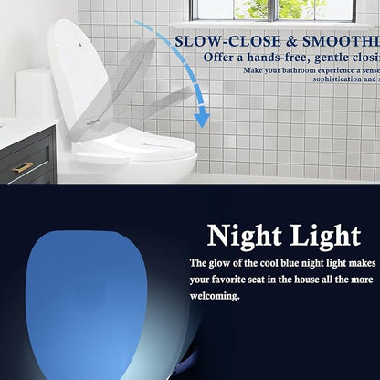 Electric Bidet Toilet Seat Elongated with Heated Seat, Warm Air Dryer, Endless Warm Water, Oscillating and Pulsating Spray Wash, Stainless Steel Self-Clean Nozzle (Bidet Toilet Seat Elongated 2)