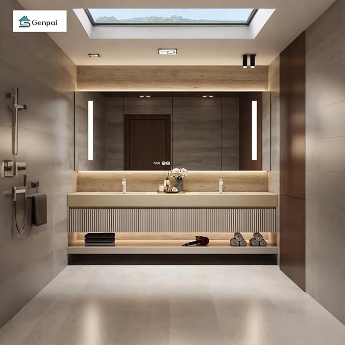 72in Modern Floating Bathroom Vanity with Double Sinks, Intelligent Defogging and Led Light, Wood Bathroom Vanities, Wall-Mounted Storage Cabinet