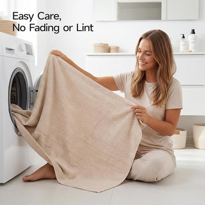 ecolook Microfiber Bath Towels Set of 2, 31 x 63 Inch Extra Large Bath Towel Set, Super Soft & Highly Absorbent, Quick Dry Lightweight Towels for Bathroom, Gym, Spa, Pool & Travel, Camel