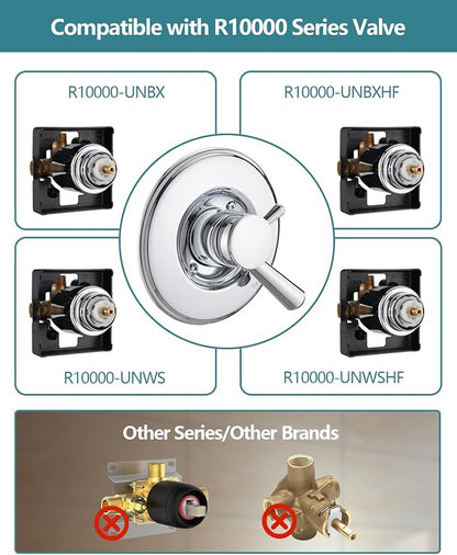 Shower Trim Kit Compatible with Delta 17& 1700 Series, Shower Cover Plate with Handle, Chrome(Valve& Catridge Not Inclued)