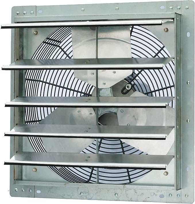 iLiving - 18" Wall Mounted Shutter Exhaust Fan - Automatic Shutter - Single Speed - Vent Fan For Home Attic, Shed, or Garage Ventilation, 3852 CFM, 5800 SQF Coverage Area, Silver (ILG8SF18S)