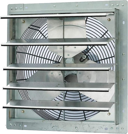 iLiving - 18" Wall Mounted Shutter Exhaust Fan - Automatic Shutter - Single Speed - Vent Fan For Home Attic, Shed, or Garage Ventilation, 3852 CFM, 5800 SQF Coverage Area, Silver (ILG8SF18S)