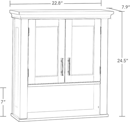 RiverRidge Somerset Two-Door Bathroom and Laundry Wall Mount Storage Medicine Cabinet with Open and Adjustable Shelf - White | Two-Door, Wall Mount, Storage, Open, Adjustable Shelf