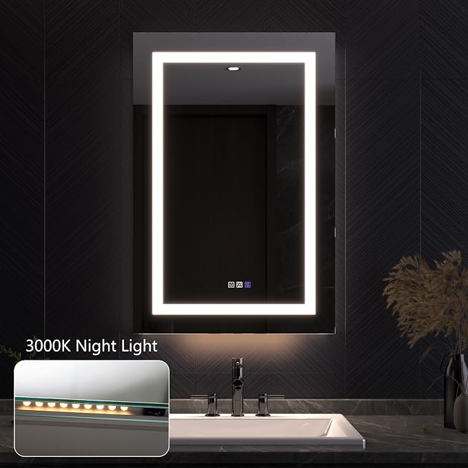 24x36 Medicine Cabinet with Lights & Magnifier & Mirrors, GFCI Outlet, Soft-closed Hinges, Front&Backlit, Anti-Fog, Dimmable&Tunable, Sensor Lights, Recessed/Surface, Adjustable Shelves, Left-handed