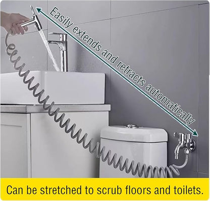 Handheld Bidet Sprayer Toilet Bathroom with Spring Hose Wall BracketSet, Closestool, Squatting Pan, Water Flower, Floor Cleaning Cloth Diaper for Bathroom Hygiene