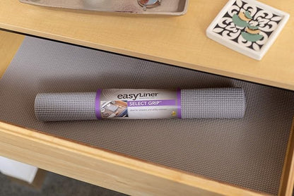 EasyLiner Select Grip Shelf Liner - Easy to Install & Cut to Fit - Non Slip, Non Adhesive, Drawer Shelf & Cabinet Liner for Kitchen, Bathroom, Pantry Cupboards - 20in. x 6ft. - Grey - 6 Rolls