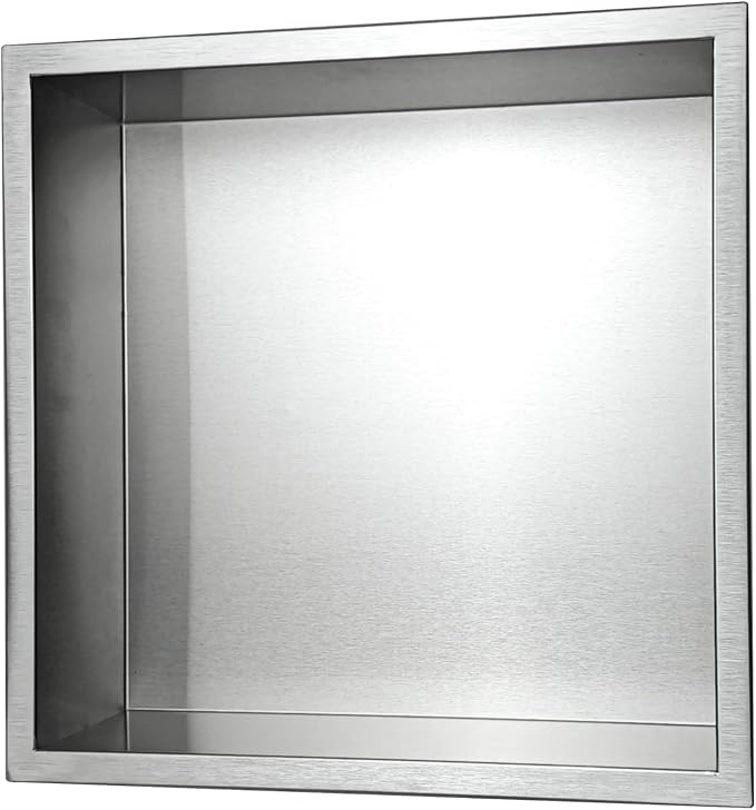 No Tile Needed Shower Niche for Bathroom Storage,Recessed Wall Niche,Shower Shelf,Stainless Steel (Brush, 12 * 12 in)