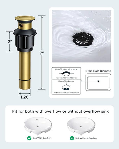 FORIOUS 3 Hole Vintage Bathroom Faucet Brushed Gold, 2 Handles 8 Inch Widespread Antique Brass Bathroom Sink Faucet for Vanity RV Farmhosue, with Metal Pop Up Drain and Supply Lines