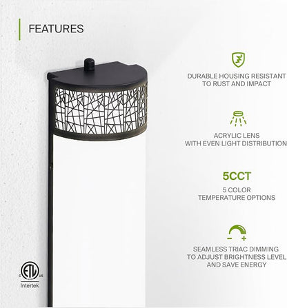 ASD 24 Inch LED Bathroom Vanity Light, 5CCT 2700K-5000K 25W, Dimmable Bathroom Light Fixtures, Modern Vanity Lights for Bathroom Lighting Fixtures Over Mirror, Wall Light Bar, Black, ETL