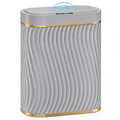 Ogikey Bathroom Small Trash Can with Automatic Touchless Lid, 2.6 Gallon Smart Garbage Can Narrow Waterproof Trash Bin for Bedroom, Office, Living Room