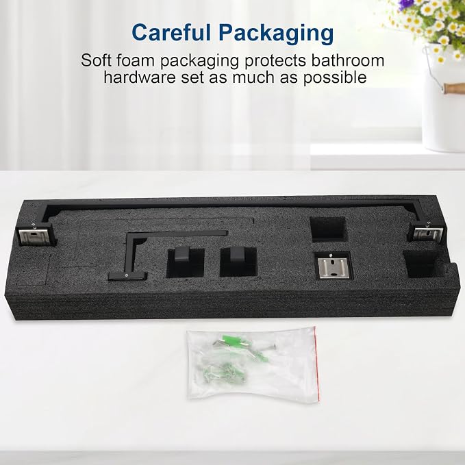 15 Pieces Bathroom Hardware Set, Matte Black Bathroom Accessories Set, Towel Racks for Bathroom, 23.6 Inch Bath Towel Bar Set Stainless Steel, Toilet Paper Holder Wall Mounted, Towel Ring, Towel Hook