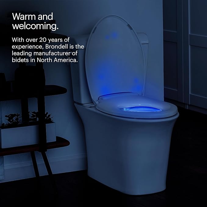 Brondell L60-RW LumaWarm Heated Toilet Seat with Night Light, 3 Temperature Settings, Gentle Close Lid,Easy Installation,Built-In Controls,Round,White