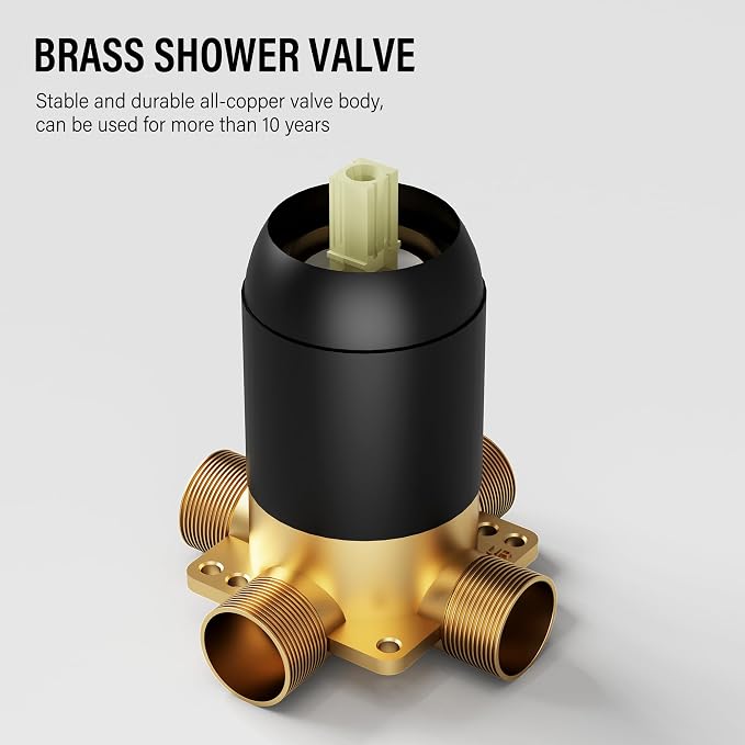 Esnbia Shower Faucet Set, Shower Head and Handle Set with 6-Inch Rain Shower Head and Tub Spout, All Metal Single-Handle Bathtub Shower Faucet Trim Kit (Shower Valve Include), Matte Black | Complete tub and shower trim kit with 6-inch rainfall head, si...