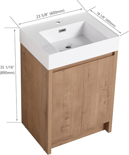 Malwee 24 Inch Bathroom Vanity with Sink, 24 Freestanding Bathroom Vanity, Mordern Single Sink Bathroom Floor Stand Vanity Combo, Bath Freestanding Cabinet Set with Ample Storage (03624MA)