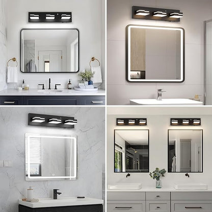LED Modern Bathroom Vanity Light Fixtures 3-Light, 19 inch 3CCT Dimmable Nickel Motion Sensor Vanity Lights for Bathroom Lighting Fixtures Over Mirror, with 350° Rotatable Acrylic Heads