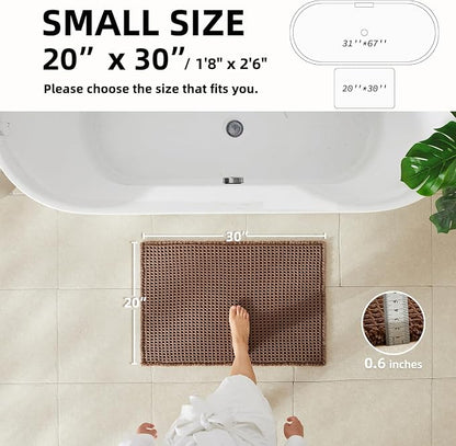 TYUU Waffle Bath Mat, Boho Bathroom Rugs Non Slip, 30x20 Mocha | Super Absorbent Quick Dry Bath Rug, Non-Slip Backing, Soft Waffle Washable Farmhouse Bathroom Mats, Tub, Shower & Home Decor