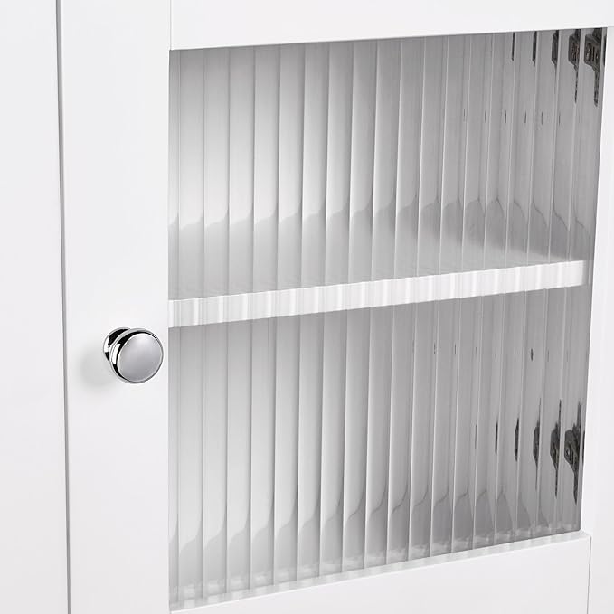 RiverRidge Prescott Bathroom Wall Cabinet - Bathroom Cabinet with Reeded Glass, Soft-Close Hinges & Adjustable Shelf - Slim Medicine Cabinet for Small Spaces