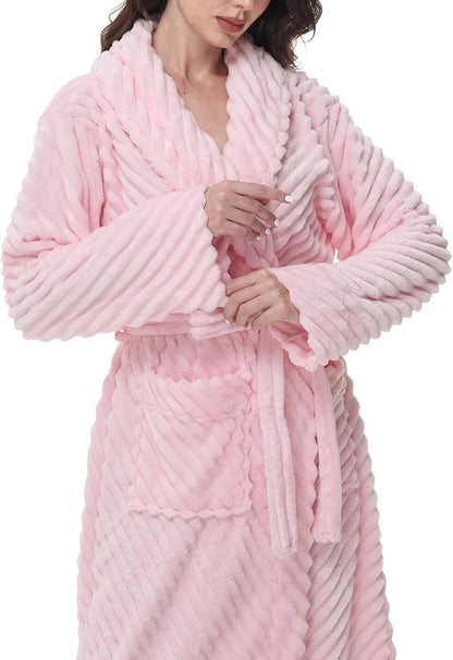 Yurhap Premium Robes for Women - Super Soft Cozy Fleece Womens Robe Plush Long Bathrobe