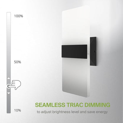 ASD 14 Inch Indoor LED Wall Sconce - 24W 2700K-5000K Dimmable Black Wall Sconce Lights for Living Room, Bedroom, Bathroom, Hallway - Modern Wall Sconces Hardwired, ETL Interior Light