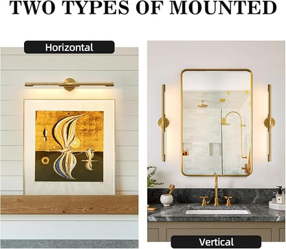 Museum Gallery Bathroom Picture Light - 30 Inch Long Gold Brass Dimmable Hardwired Wall Sconces with E12 Bulb - Frame Pictures Art Deco Sconce Lights for Painting Photo Artwork Library Vanity Over