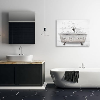 Stupell Industries Bathtub Bubbles Bathroom, 30 x 40 Inch Canvas Wall Art | Stupell Industries · By Lori Deiter · Ready to hang · Calm bath and laundry charm · Made in USA