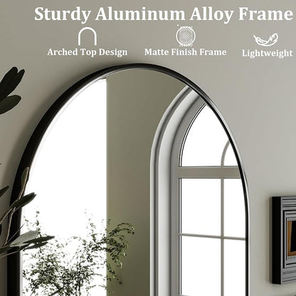 HARRITPURE 20"x28" Arched Bathroom Mirror Wall Mounted Black Arch Mirror | Vanity Aluminum Alloy Frame Arch Wall Mirror for Living Room, Bedroom, Entryway