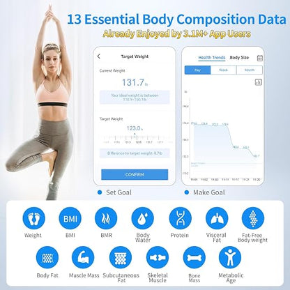 Vitafit FSA&HSA 550lb Smart Weight Scale, Accuracy 0.1lb by Professional Scale Factory Since 2001, Bathroom Scale for Body Weight App Sync 13 Body Composition with BMI and Body Fat, Black