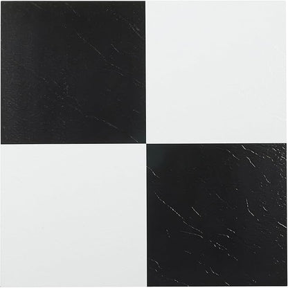 Nexus Self Adhesive 12-Inch Vinyl Floor Tiles, 20 Tiles - 12" x 12", Black/White Pattern - Peel & Stick, DIY Flooring for Kitchen, Dining Room, Bedrooms & Bathrooms by Achim Home Decor