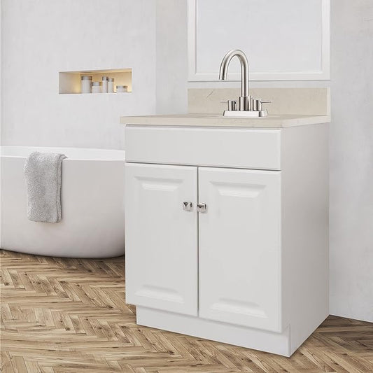 Design House Wyndham Bath Vanity Without Top, 2 Cabinet Doors, for 25-in. x 19-in. Vanity Top, Flush to Floor, Easy Assembly, for Bathroom, White, 21.0 in. L x 24.0 in. W x 31.5 in. H, 597138