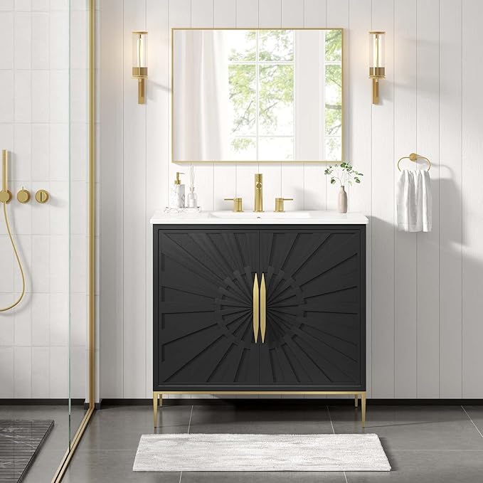 Modway Awaken Bathroom Vanity Cabinet, 36", White Black