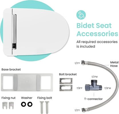 VOVO VB-4000SE Elongated Bidet Toilet Seat, Warm Water, LED Light, Heated Seat, White, Deodorizer, Dryer, Stainless Steel Nozzle, Made in Korea