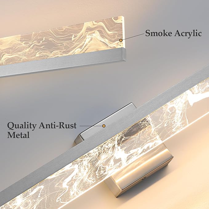 Bathroom Light Fixtures Over Mirror, 32 Inch Brushed Nickel Vanity Lights for Bathroom, 24W Dimmable LED Modern Vanity Lighting Fixtures for Living Room Paintings 3000K