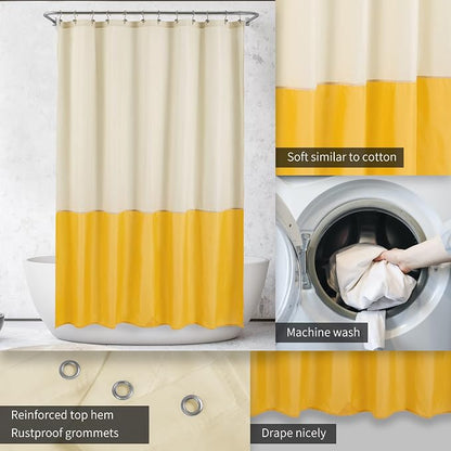 ALYVIA SPRING Waterproof Fabric Shower Curtain or Liner Cream/Yellow, 72x72 | 3 Magnets, Soft Cloth & Hotel Quality, Machine Washable, Light-Weight, Standard Size