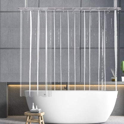 Clear Clawfoot Tub Shower Curtain Liner, ExtraWide and Short 108x60 | Transparent Waterproof Peva Plastic Wrap Around Bathroom Shower Liner for Bathtub with 5 Magnets and S/Steel Hooks