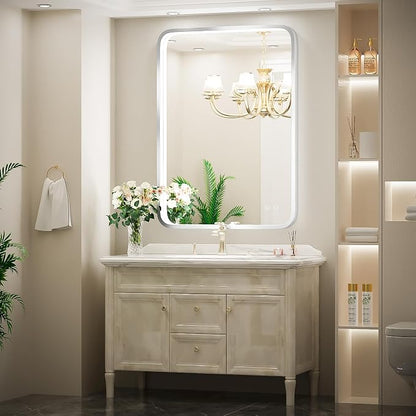 24x36 Inch LED Sliver Frame Bathroom Mirror,3-Color