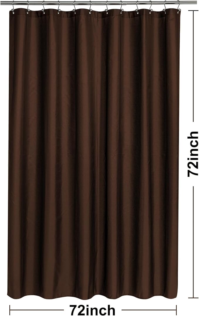N&Y HOME Fabric Shower Curtain or Liner with Magnets, Brown | Hotel Quality, Washable, Water Repellent, Cloth Shower Curtain with Grommets for Bathroom, Standard Size