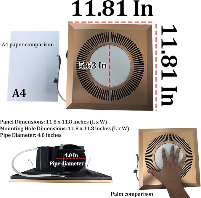 Bathroom Exhaust Fan with LED Light Vent Fans for Ceiling,Ventilation Fan Light Combo 374 CFM 1.2 Sones Quiet for Bathroom Shower Restroom Farmhouse - Adjustable Light 3000K/4000K/6500K