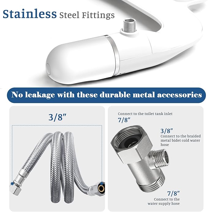 Ultra-Slim Bidet Attachment for Toilet Dual Nozzles Feminine & Rear Wash Bidet Toilet Seat Attachment Non Electric Self Cleaning Fresh Cold Water Toilet Bidets Spray Jet Easy Install (Silver)