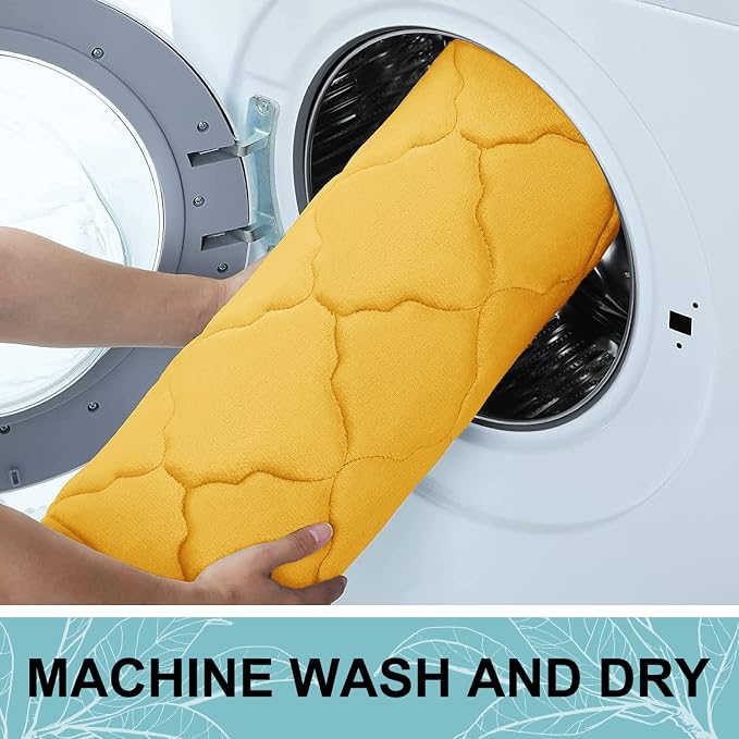OLANLY Memory Foam Bath Mat Rug 59x34, Ultra Soft and Absorbent Bathroom Rugs, Non-Slip, Comfortable, Machine Washable Bath Carpet for Bathroom Floor, Tub, Shower and Home Decor Accessories, Yellow