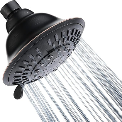BRIGHT SHOWERS High Pressure Rain Showerhead 9 Spray Settings Shower Head, Angle Adjustable Bathroom Showerhead, 1-Min Installation, Oil Rubbed Bronze